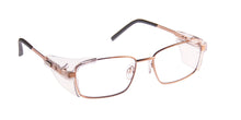 Load image into Gallery viewer, ArmouRx 3001P safety glasses in Brown stainless steel with permanently attached side shields