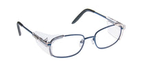 Load image into Gallery viewer, ArmouRx 3002P safety glasses in Blue stainless steel with permanently attached side shields