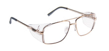 Load image into Gallery viewer, ArmouRx 3000P safety glasses in Gold stainless steel with integrated side shields
